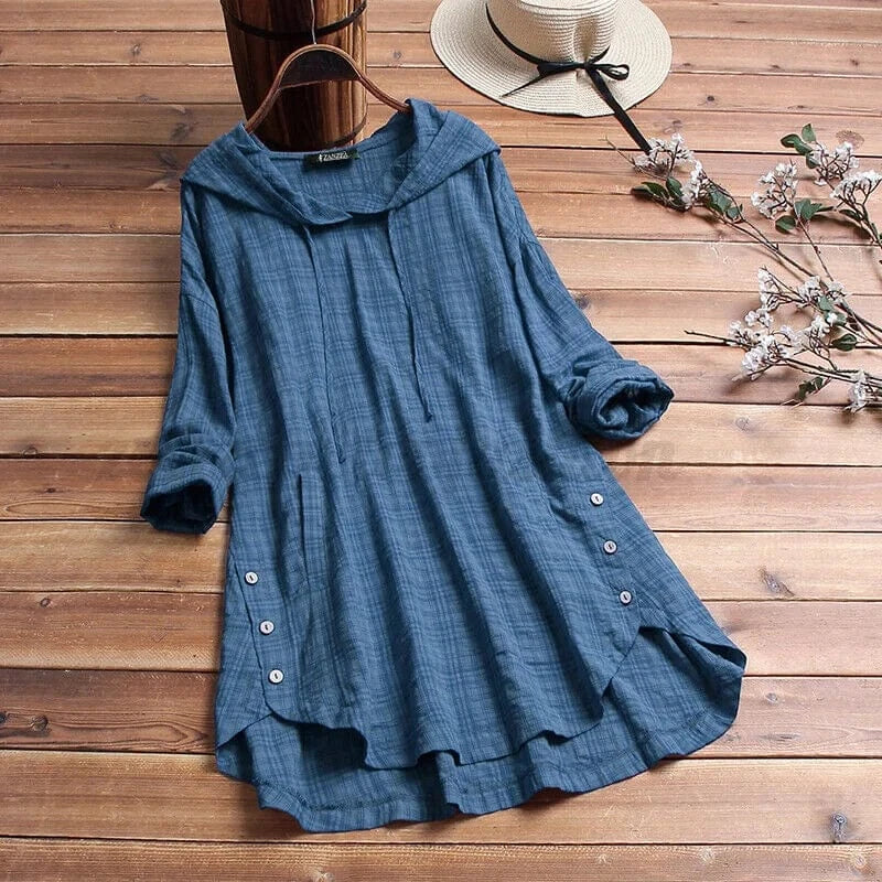 Alandra | Lniana bluza z kapturem