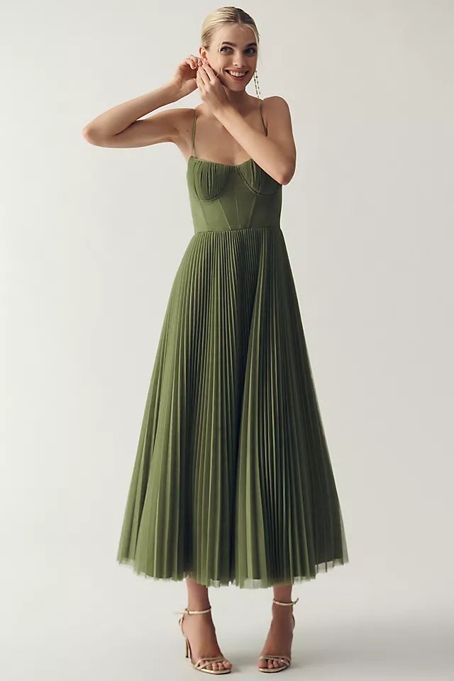 Stefana - Plisowana tiulowa sukienka midi fit & flare