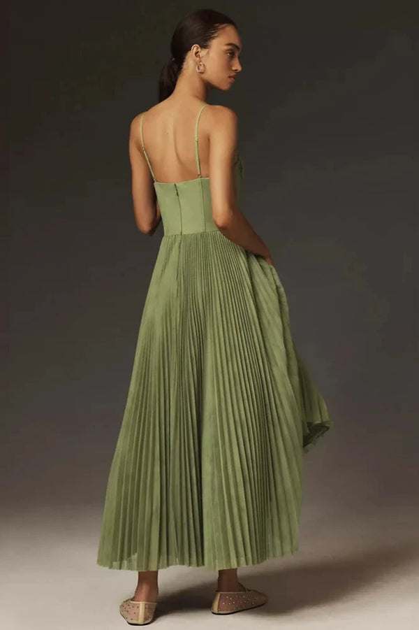 Stefana - Plisowana tiulowa sukienka midi fit & flare