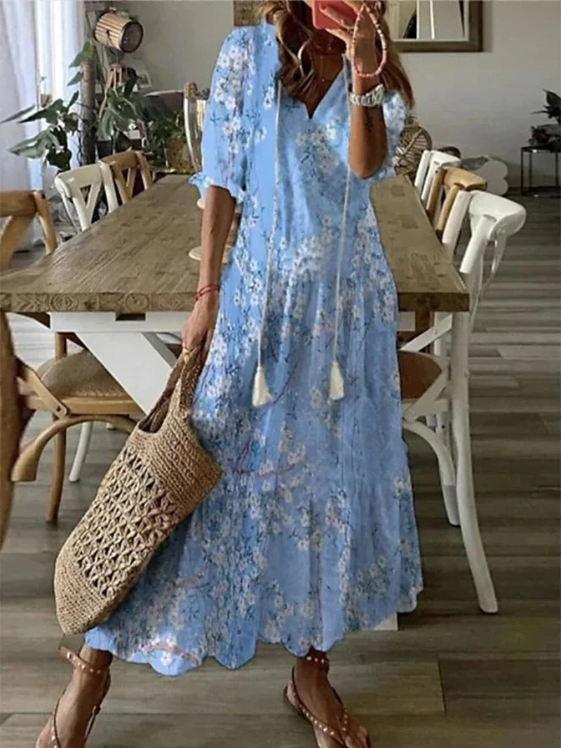 Dąbrówka - Długa sukienka w stylu boho dla kobiet