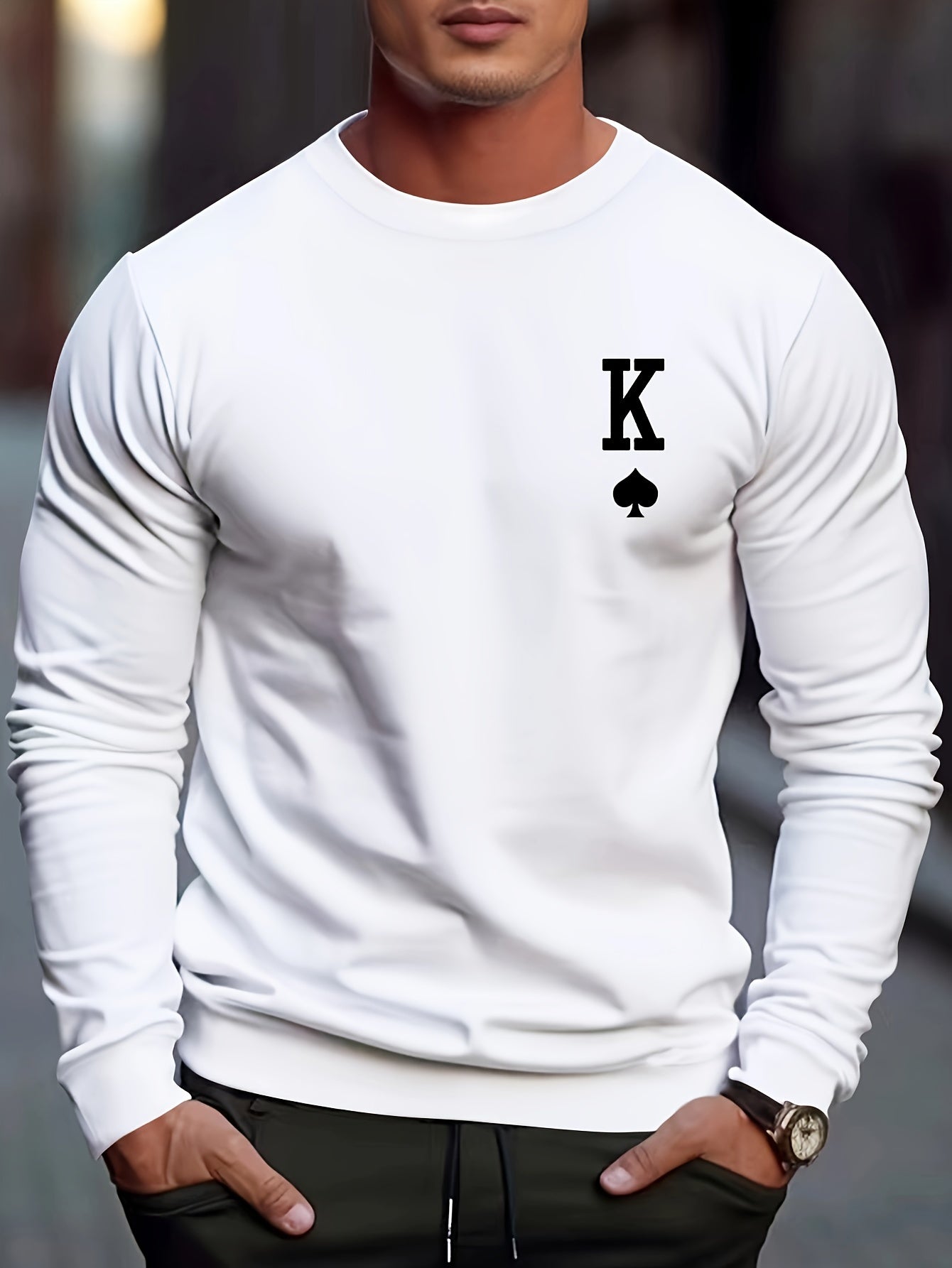 Casualowy Sweter z Nadrukiem Wzoru Wertyka Męski | Idealny na Jesień/Zimę