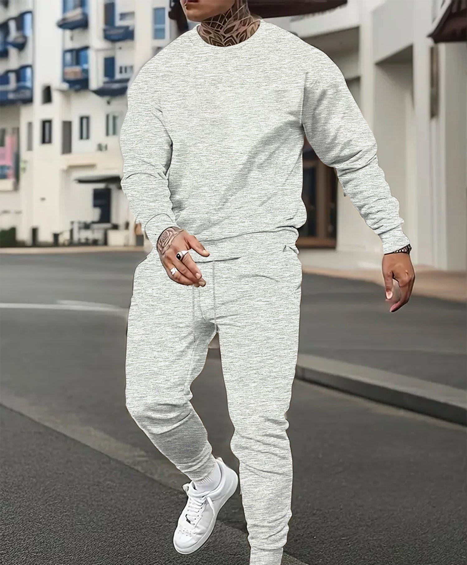Casualowy Dres Sportowy w Kolorowych Blokach z Bluzą i Spodniami Joggingowymi Męski | Idealny na Jesień/Zimę