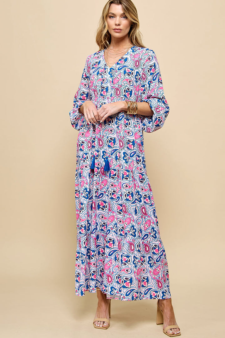 Hermina - Paisley Maxi Sukienka Damska na Wieczór