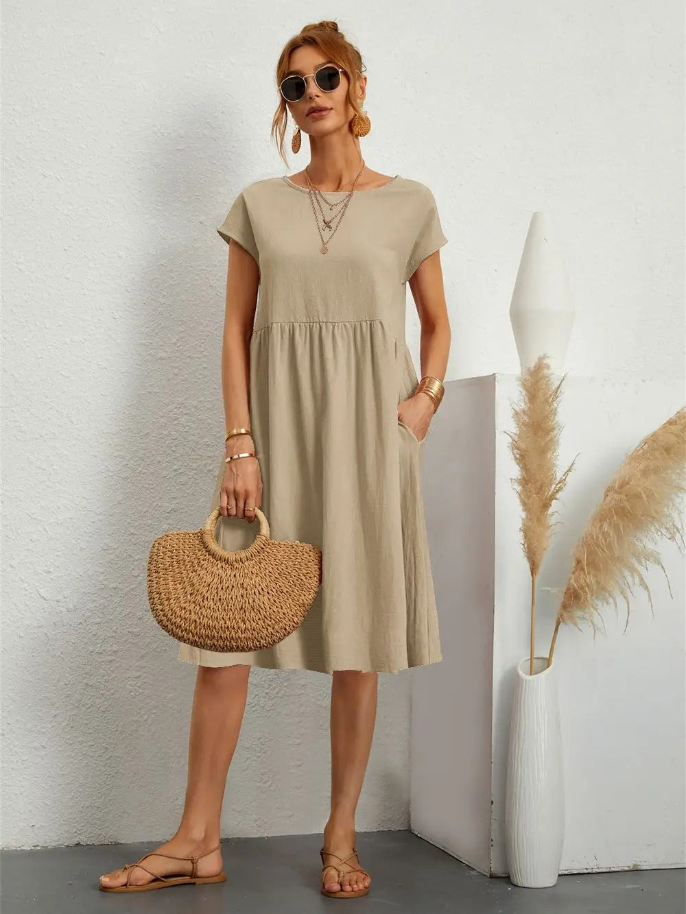 Grażyna - Casualowa Letnia Sukienka W Retro Stylu Dla Kobiet