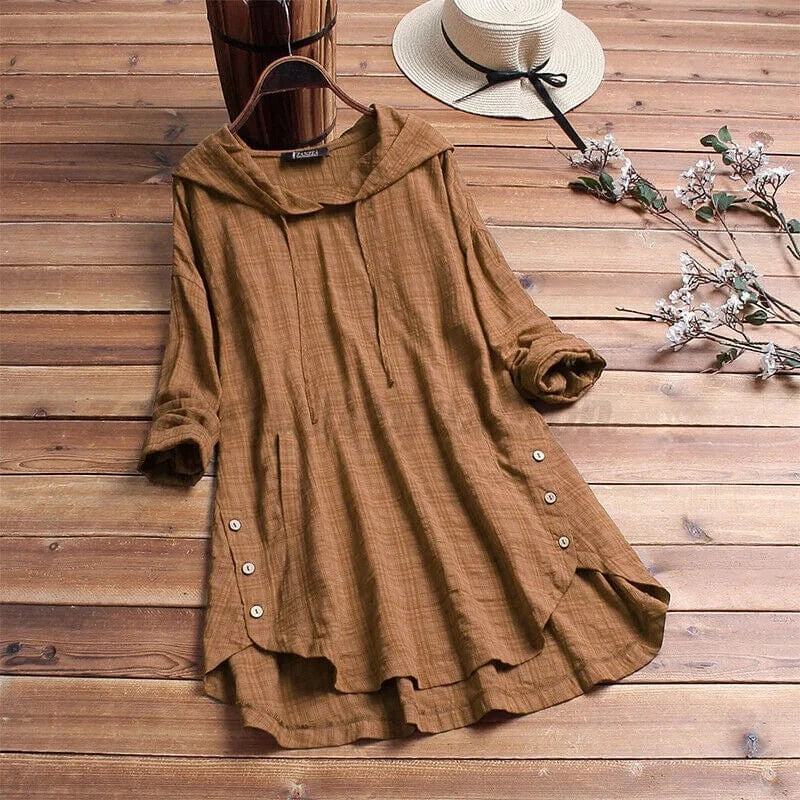 Alandra | Lniana bluza z kapturem