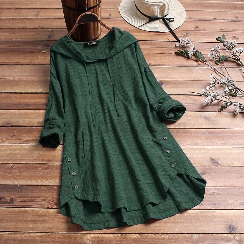 Alandra | Lniana bluza z kapturem