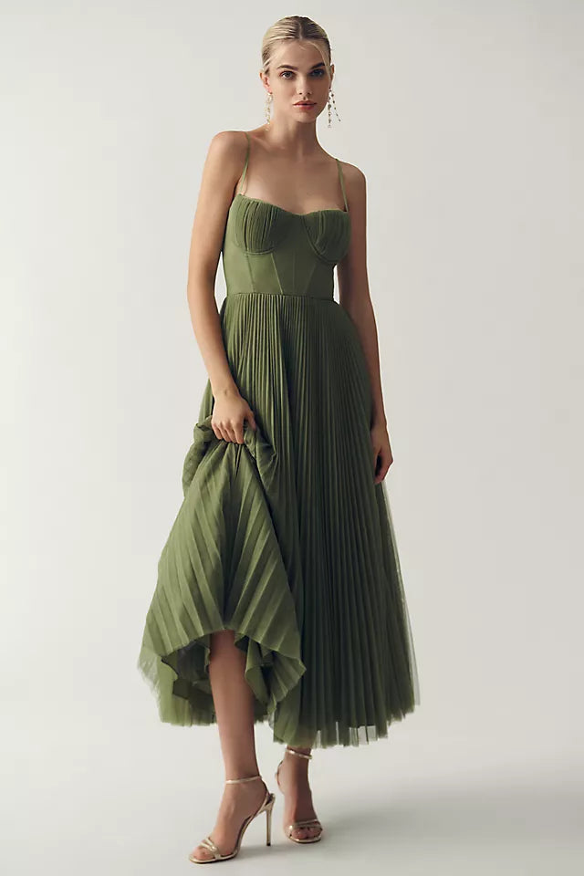 Stefana - Plisowana tiulowa sukienka midi fit & flare