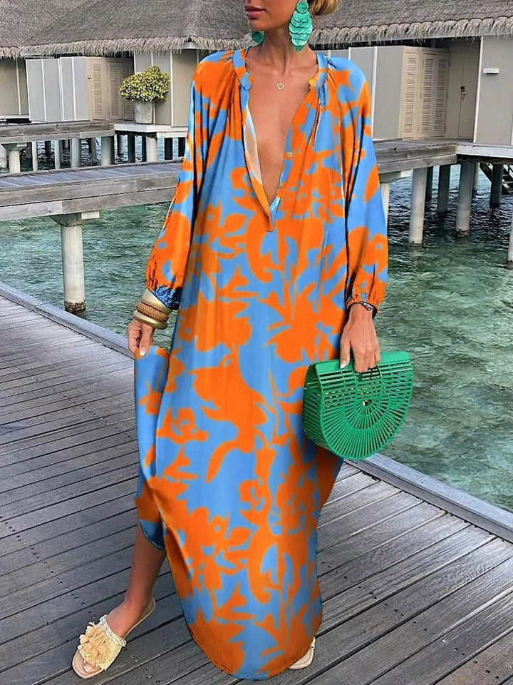 Ludmila - Wzorzysta Sukienka Maxi na Wesele dla Kobiet