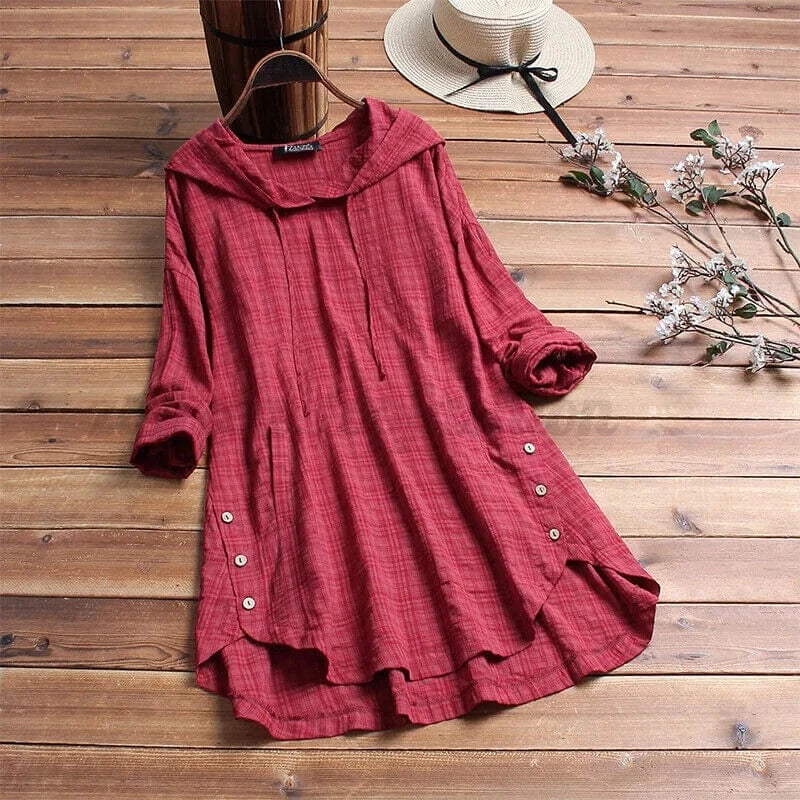 Alandra | Lniana bluza z kapturem