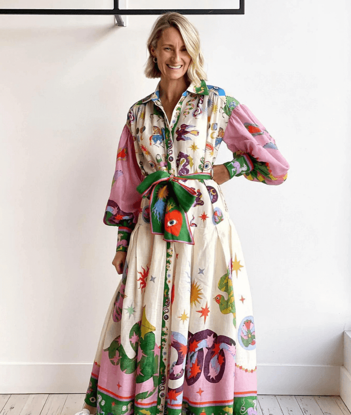 Ewunia - Elegancka Włoska Inspirowana Sukienka Maxi Dla Kobiet
