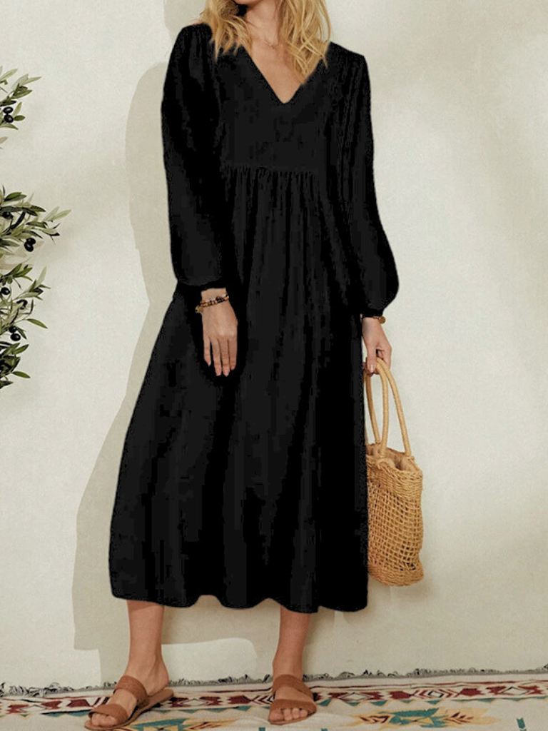 Emmilia - Elegancka Długa Sukienka Z Długimi Rękawami Dla Kobiet