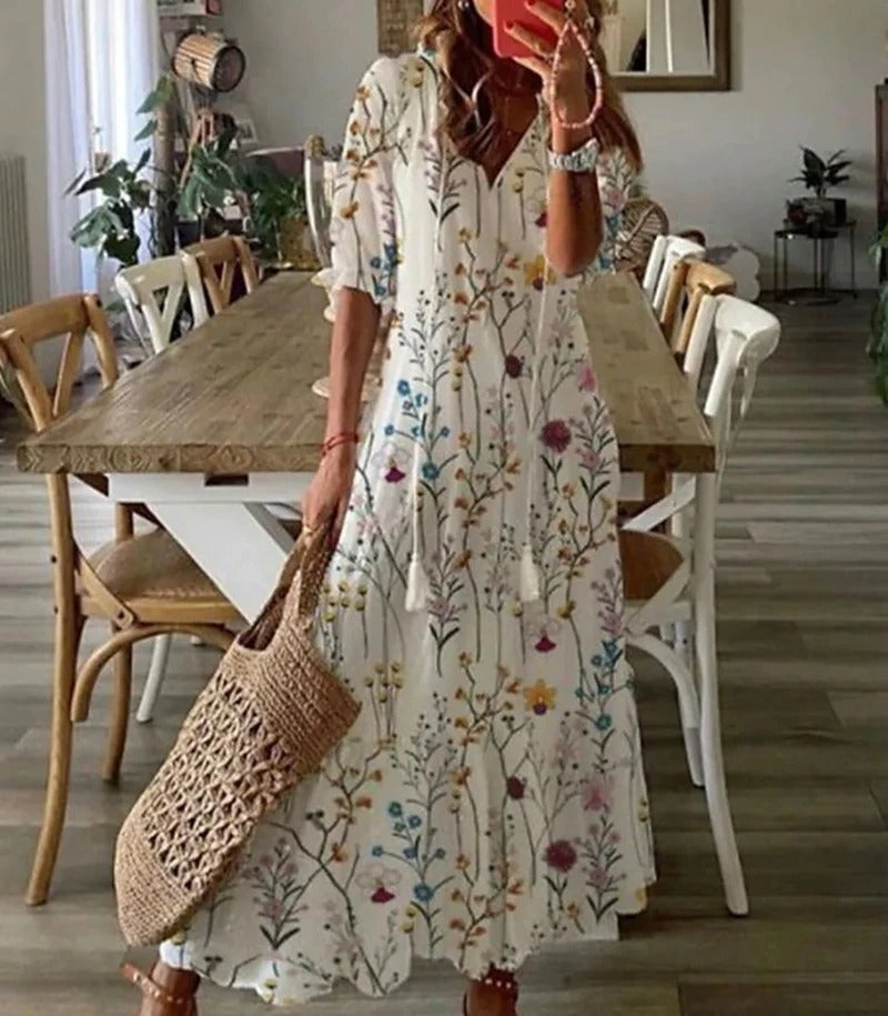 Dąbrówka - Długa sukienka w stylu boho dla kobiet