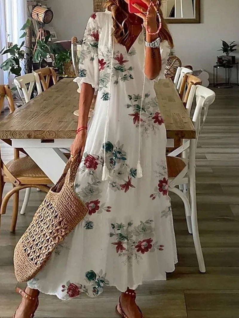 Dąbrówka - Długa sukienka w stylu boho dla kobiet